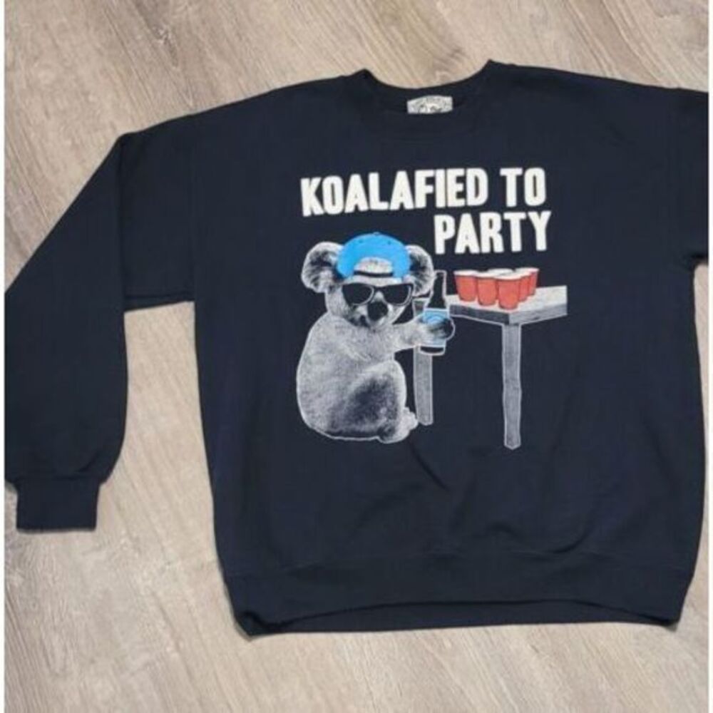 Riot-Society Koalafied-To-Party Party-Animal Sweatshirt Medium Black‎